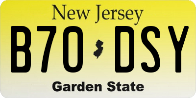 NJ license plate B70DSY