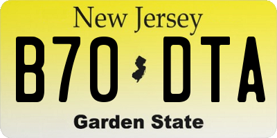 NJ license plate B70DTA