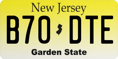 NJ license plate B70DTE