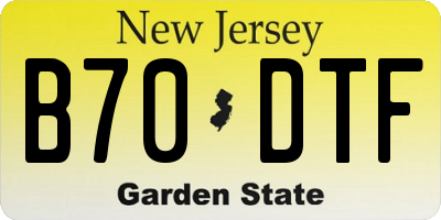 NJ license plate B70DTF