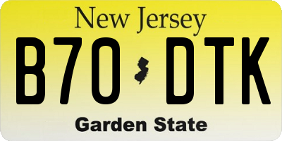 NJ license plate B70DTK
