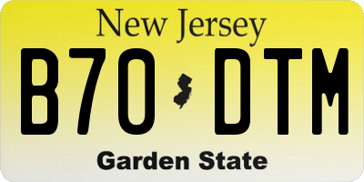 NJ license plate B70DTM