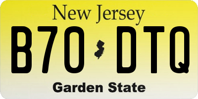 NJ license plate B70DTQ