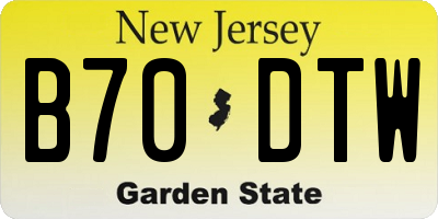 NJ license plate B70DTW