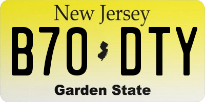 NJ license plate B70DTY