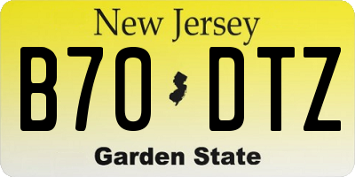 NJ license plate B70DTZ
