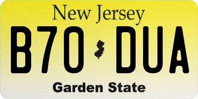NJ license plate B70DUA