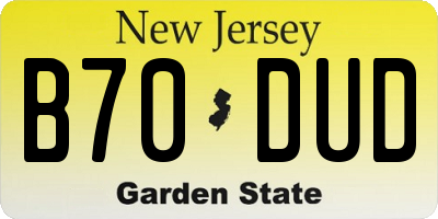NJ license plate B70DUD