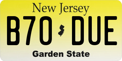 NJ license plate B70DUE