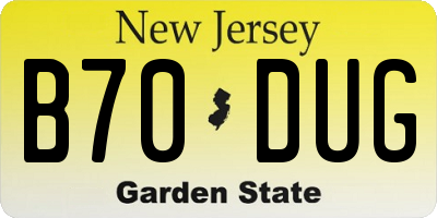 NJ license plate B70DUG