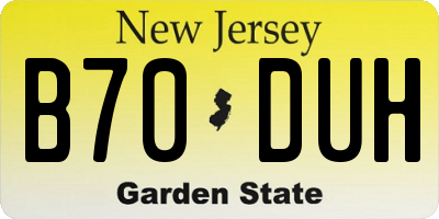 NJ license plate B70DUH