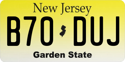 NJ license plate B70DUJ