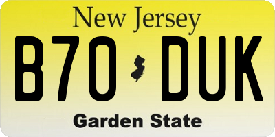 NJ license plate B70DUK