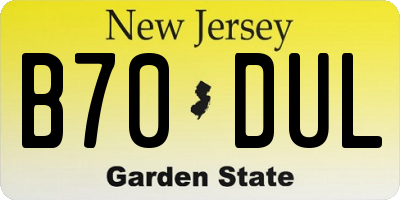 NJ license plate B70DUL