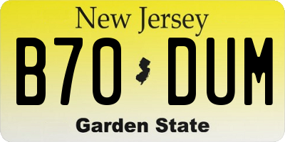 NJ license plate B70DUM