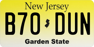 NJ license plate B70DUN