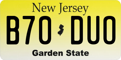 NJ license plate B70DUO