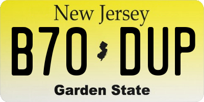 NJ license plate B70DUP