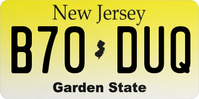 NJ license plate B70DUQ