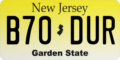 NJ license plate B70DUR