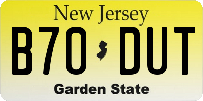 NJ license plate B70DUT
