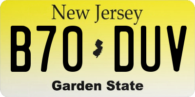 NJ license plate B70DUV