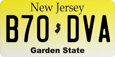 NJ license plate B70DVA