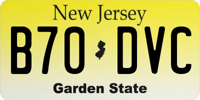 NJ license plate B70DVC
