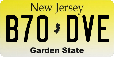 NJ license plate B70DVE