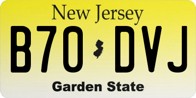 NJ license plate B70DVJ