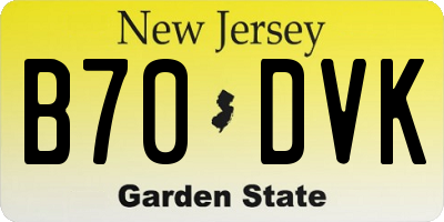 NJ license plate B70DVK