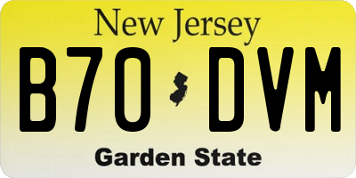 NJ license plate B70DVM