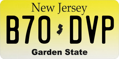 NJ license plate B70DVP