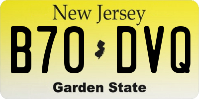 NJ license plate B70DVQ