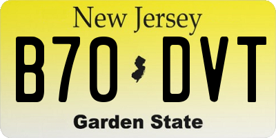 NJ license plate B70DVT