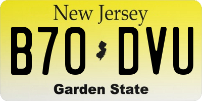 NJ license plate B70DVU