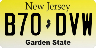 NJ license plate B70DVW