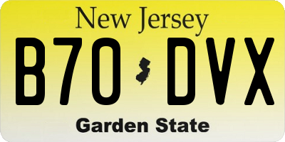 NJ license plate B70DVX