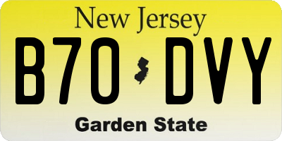 NJ license plate B70DVY