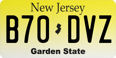 NJ license plate B70DVZ