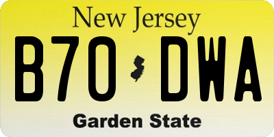 NJ license plate B70DWA