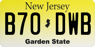 NJ license plate B70DWB