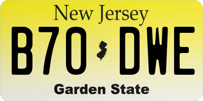 NJ license plate B70DWE