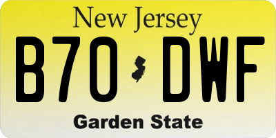 NJ license plate B70DWF