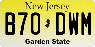 NJ license plate B70DWM