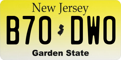 NJ license plate B70DWO