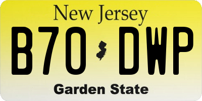 NJ license plate B70DWP