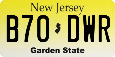 NJ license plate B70DWR