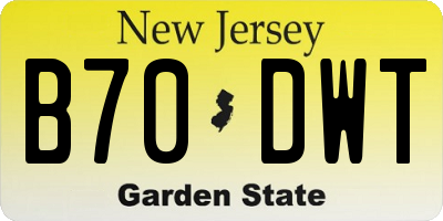 NJ license plate B70DWT