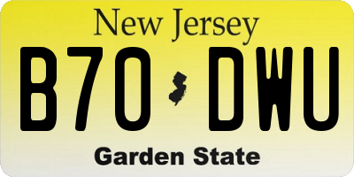 NJ license plate B70DWU